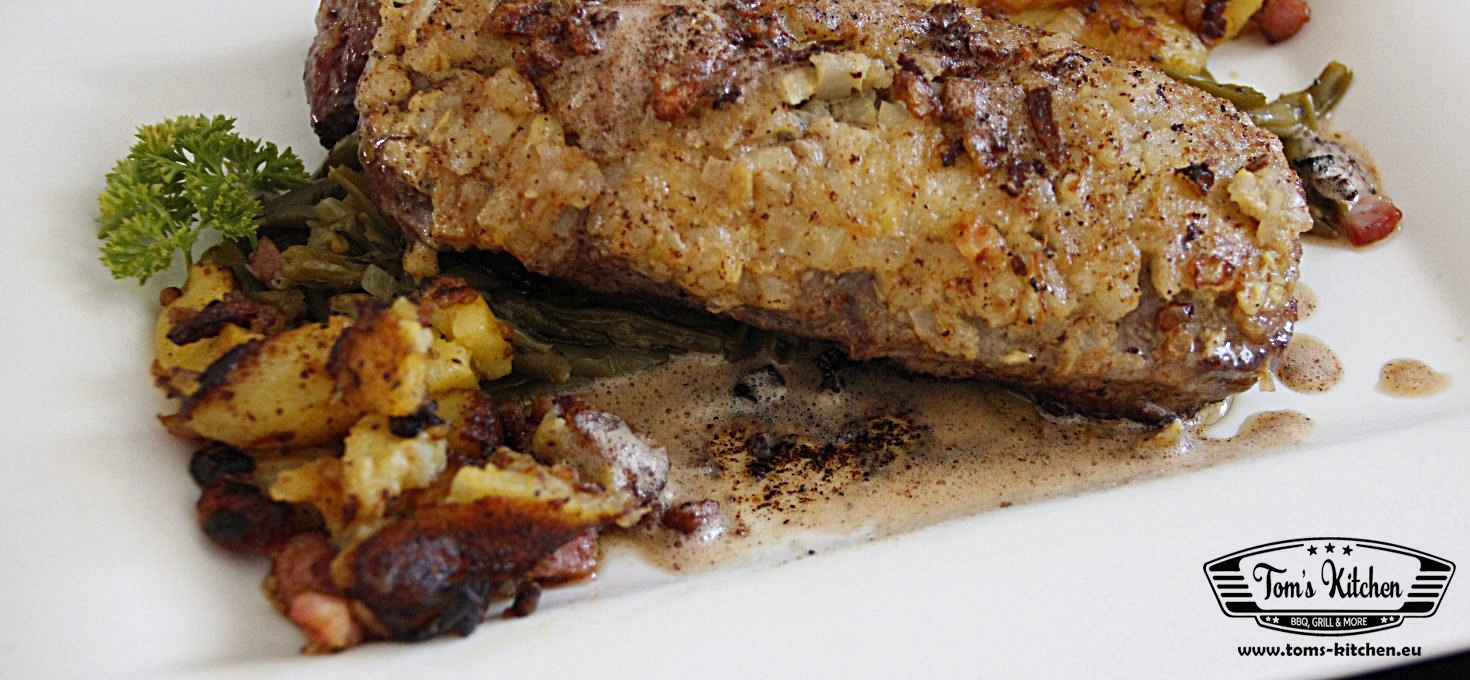 Steak Strindberg mit Bratkartoffeln