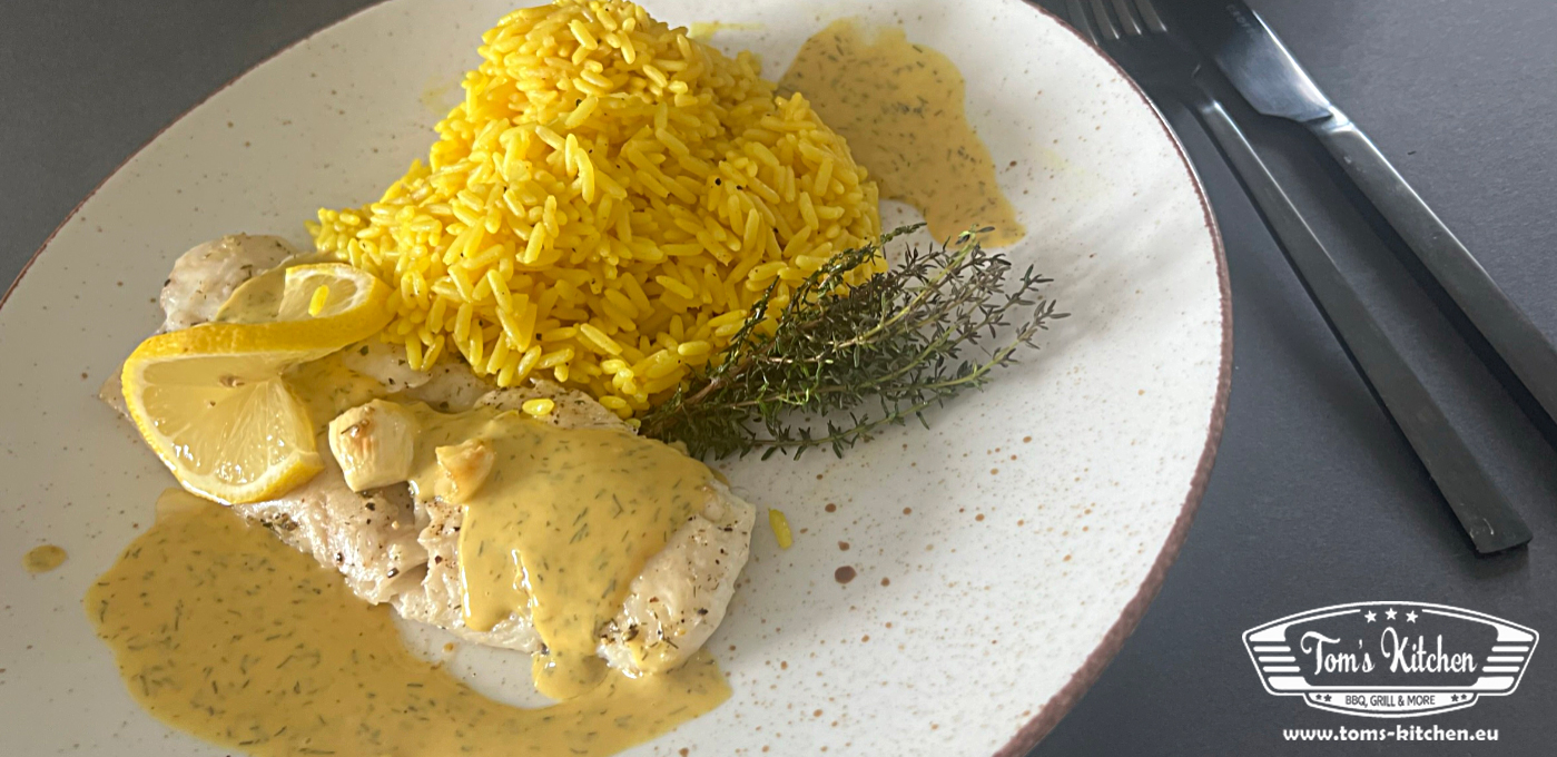 Seehechtfilet mit Kurkumareis