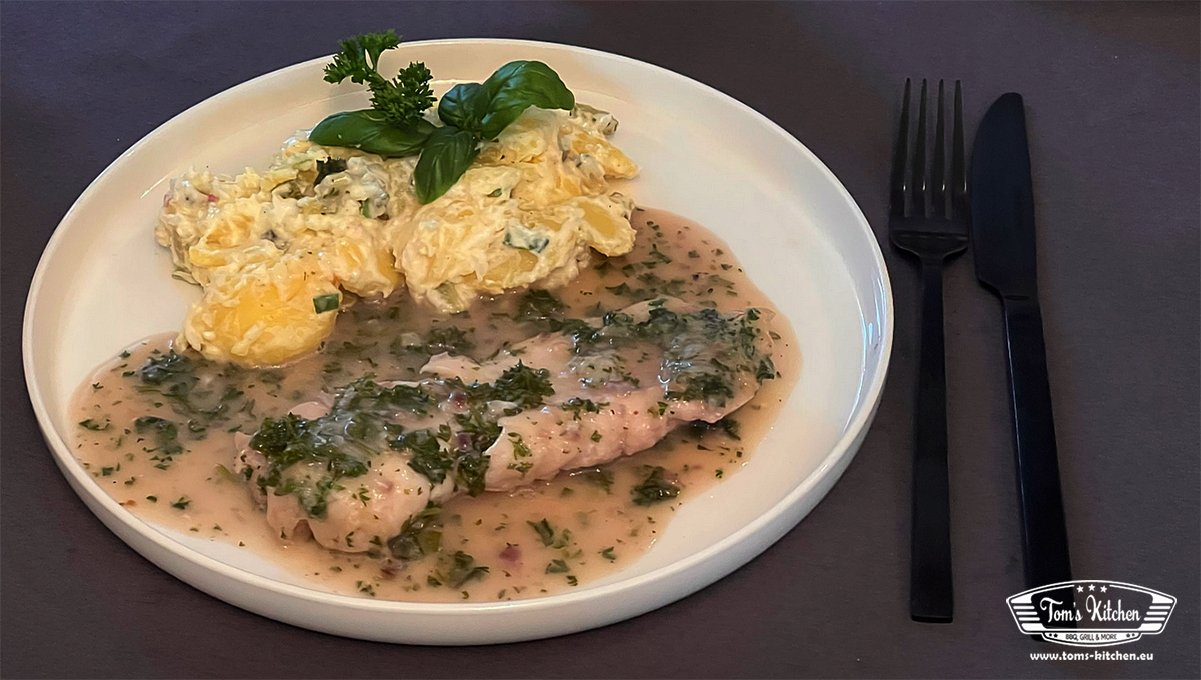 Kabeljaufilet in Petersiliensauce